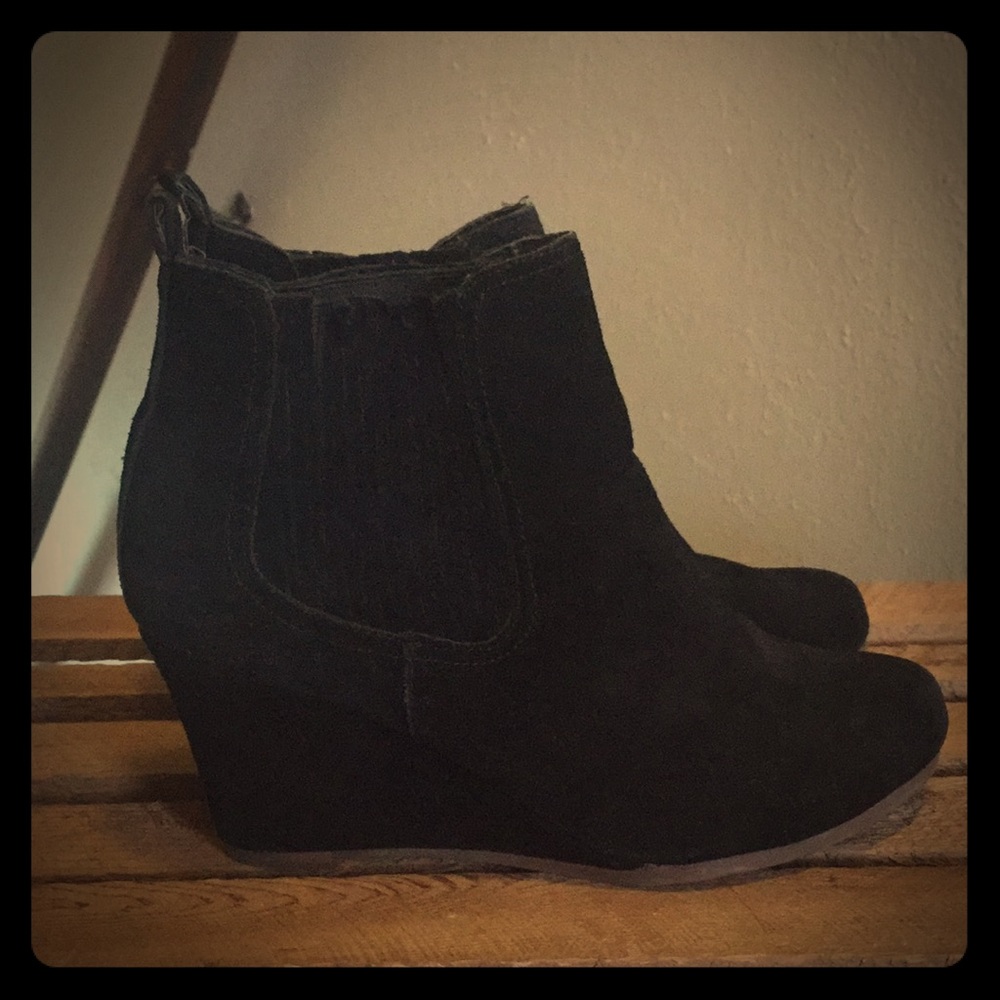 Black Wedge Booties